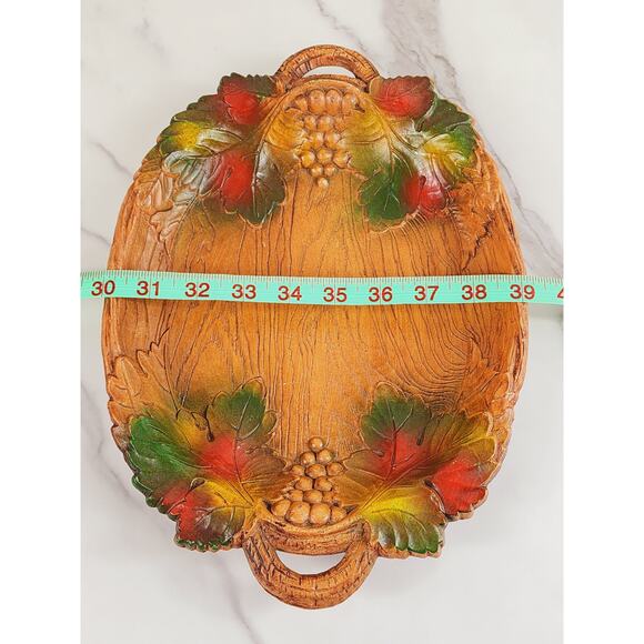 Serving Tray Dish Fall Leaves & Grapes 70's Multi Products 12" x 9" Fruit Bowl - Picture 13 of 13